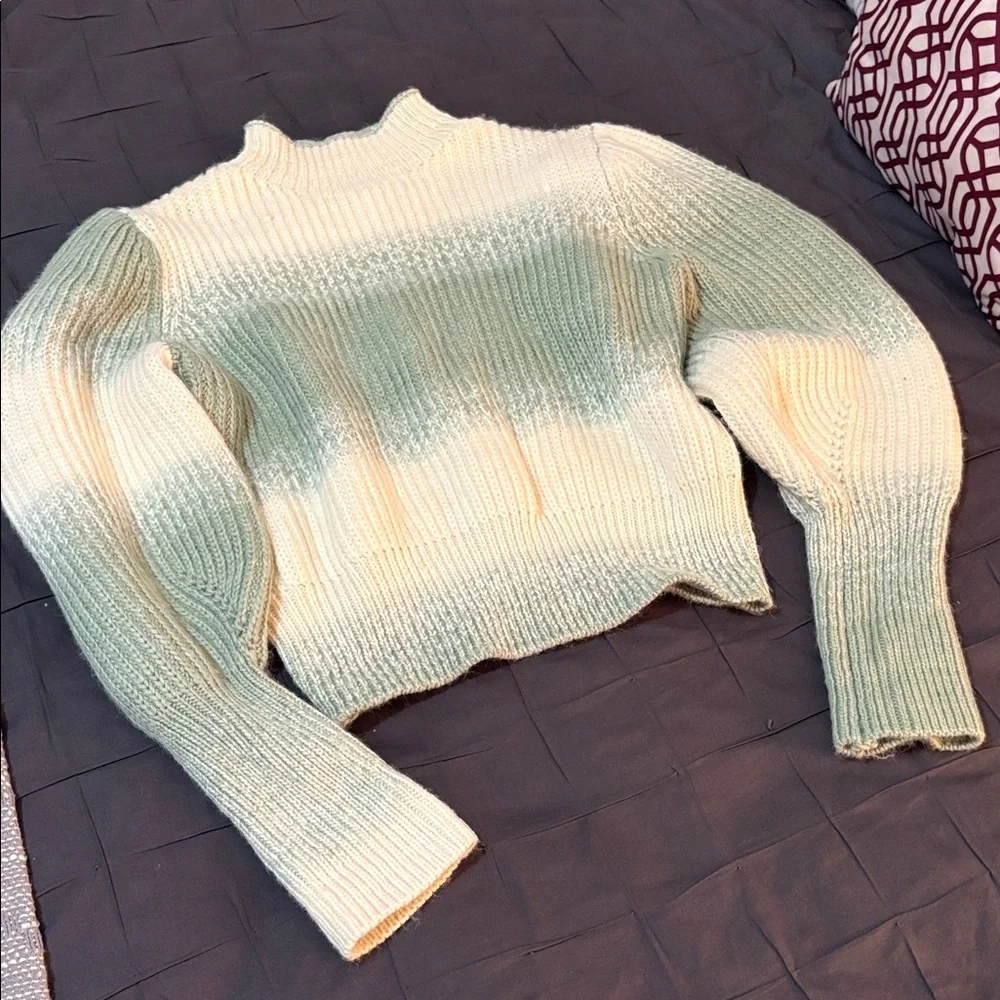 It's Our Time Cream and Green Turtleneck Sweater - Picture 6 of 12